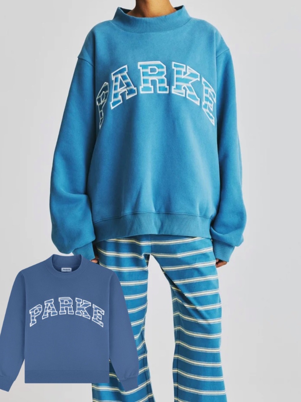 Parke Washed Indigo Stripe Mockneck L/XL